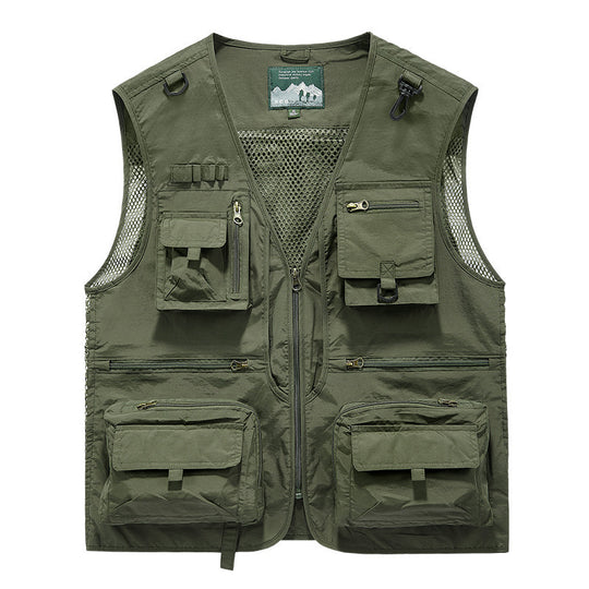 Herren multitaschige Angler-Utility‑Weste mit Netzrücken und Reißverschluss Shop Nory