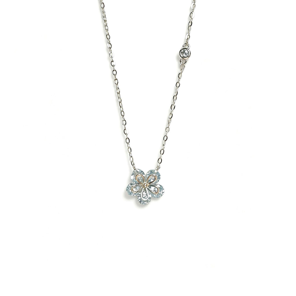 Damen elegante Halskette mit floralem Anhänger und Zirkonia Shop Nory