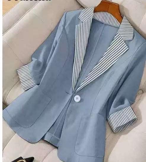 Damen elegante Leinenblazerjacke mit lässigem Schnitt