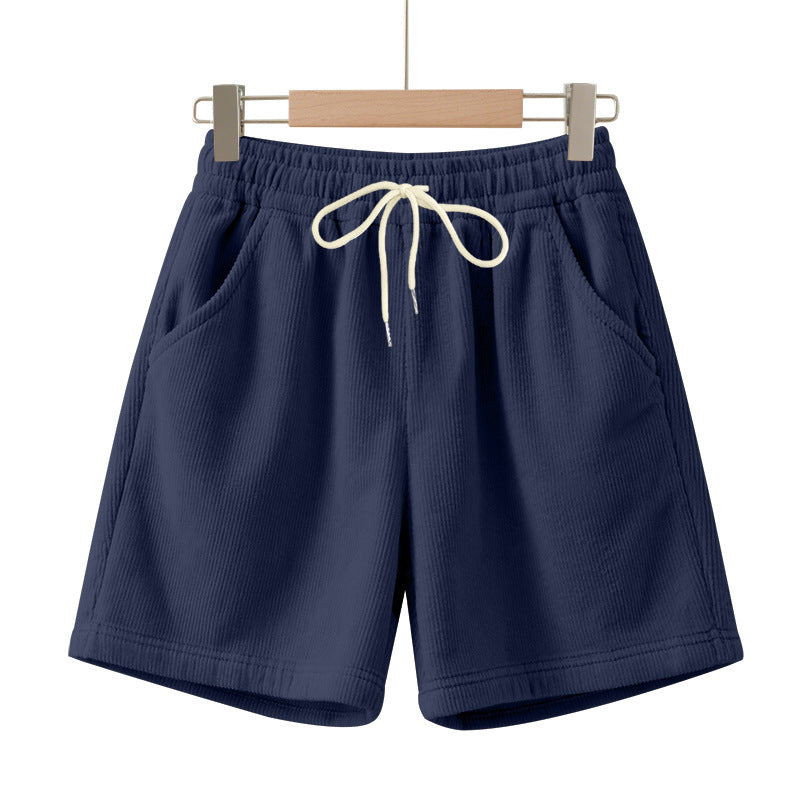 Herren nan gerippte Jersey-Shorts mit elastischem Bund, dekorativem Kordelzug und seitlichen Eingrifftaschen