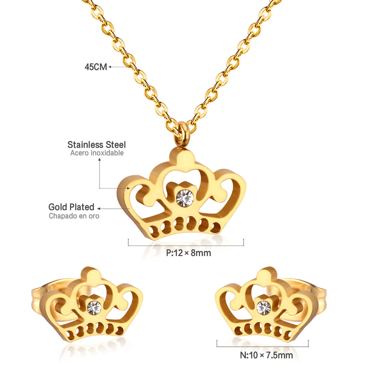 Damen Schmuckset mit Krone-Anhänger und Ohrsteckern Shop Nory