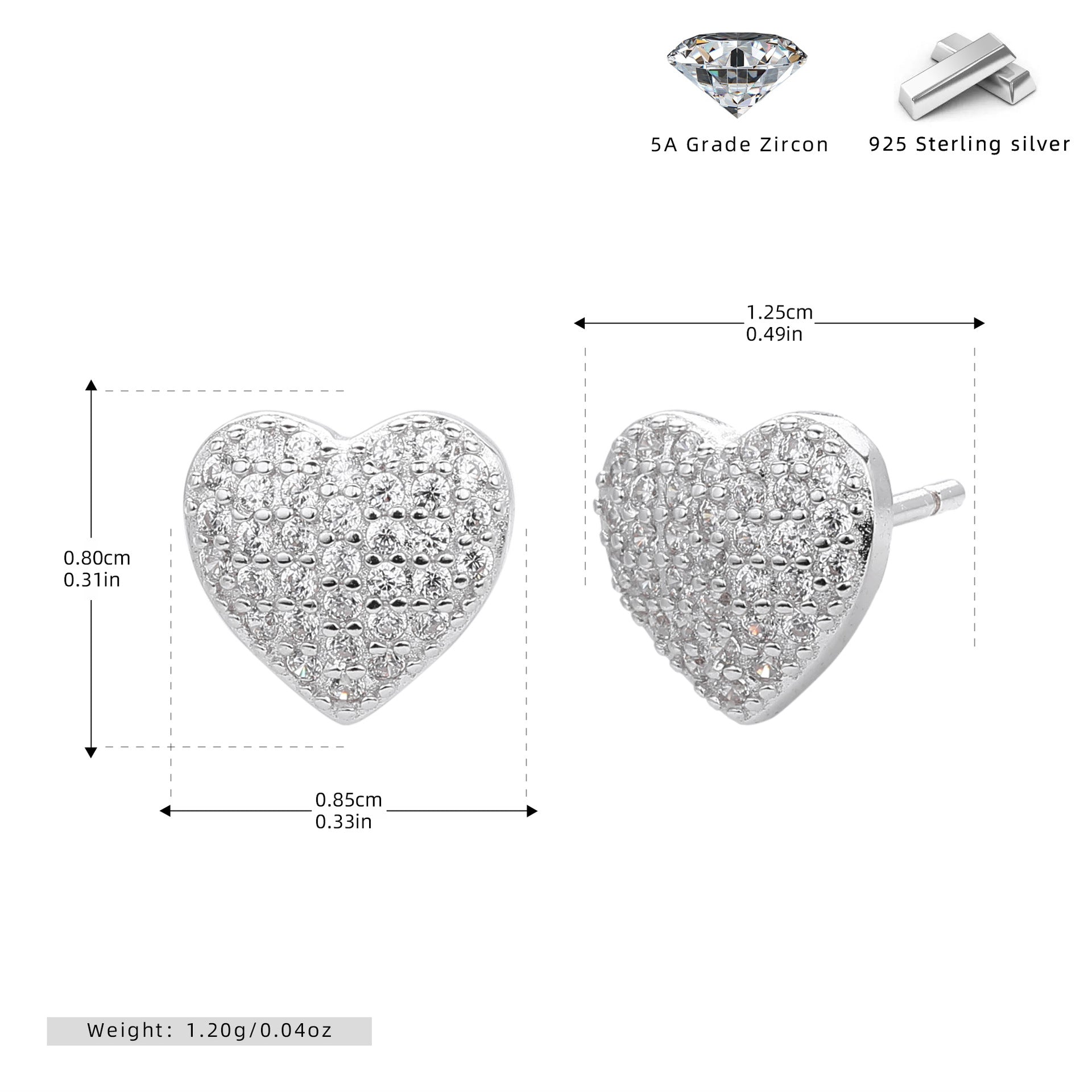 Damen Ohrstecker im Herzdesign mit funkelnden Zirkonia Shop Nory
