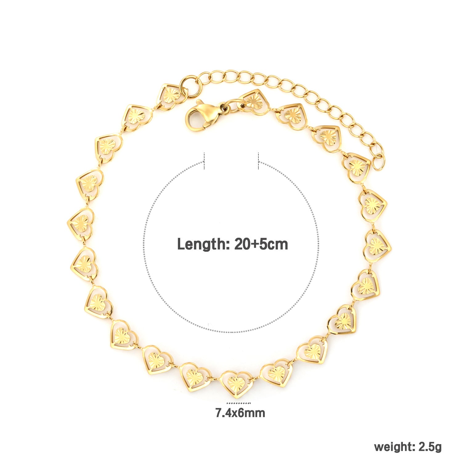 Damen zartes Armband mit herzförmigen Anhängern und filigranem Design Shop Nory