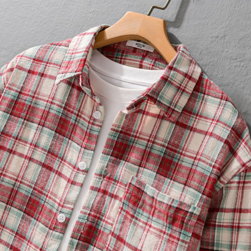 Herren Karo-Flanell Überhemd im Hemdjackenstil mit aufgesetzter Brusttasche Shop Nory
