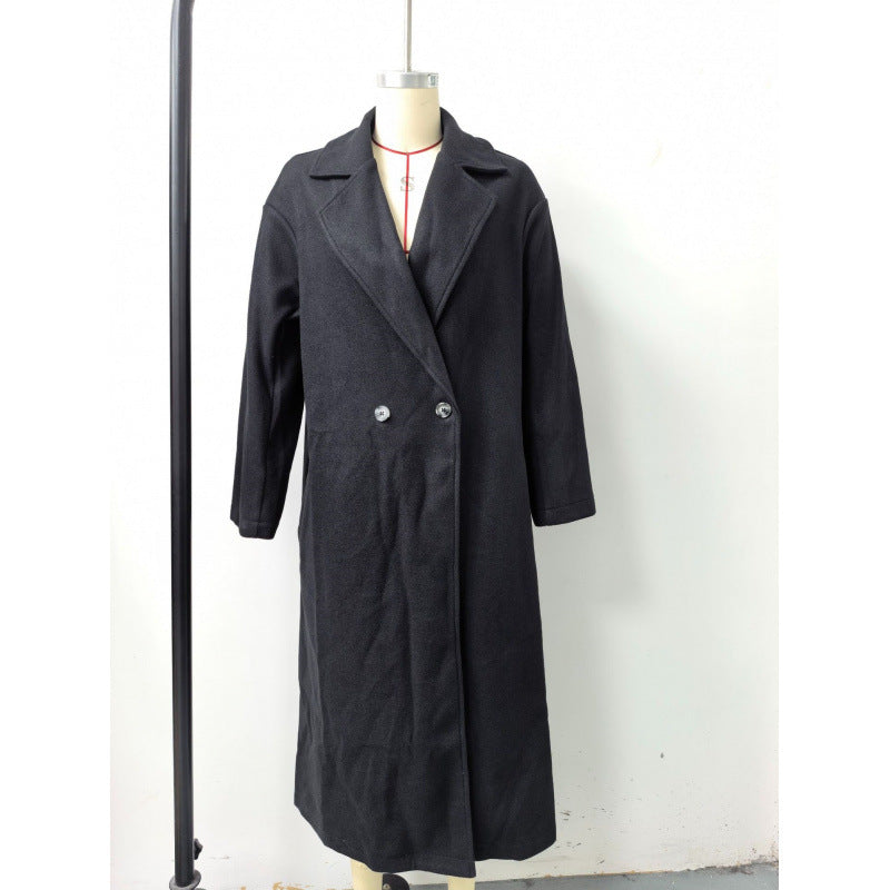 Damen Oversize Wollmix-Mantel mit doppelreihiger Knopfleiste, weitem Reverskragen und Eingrifftaschen Shop Nory