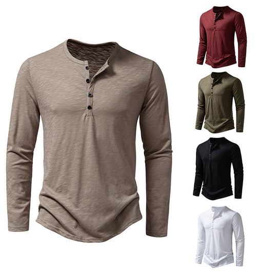 Herren Feinstrick-Henley mit Rundhalsausschnitt, verdeckter Knopfleiste und figurbetonter Passform Shop Nory
