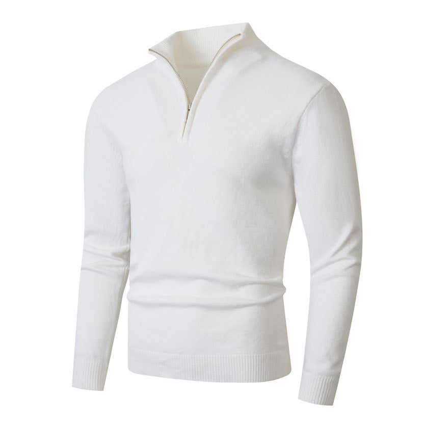 Herren Strickpullover mit modernem Stehkragen und hochwertigem Reißverschluss