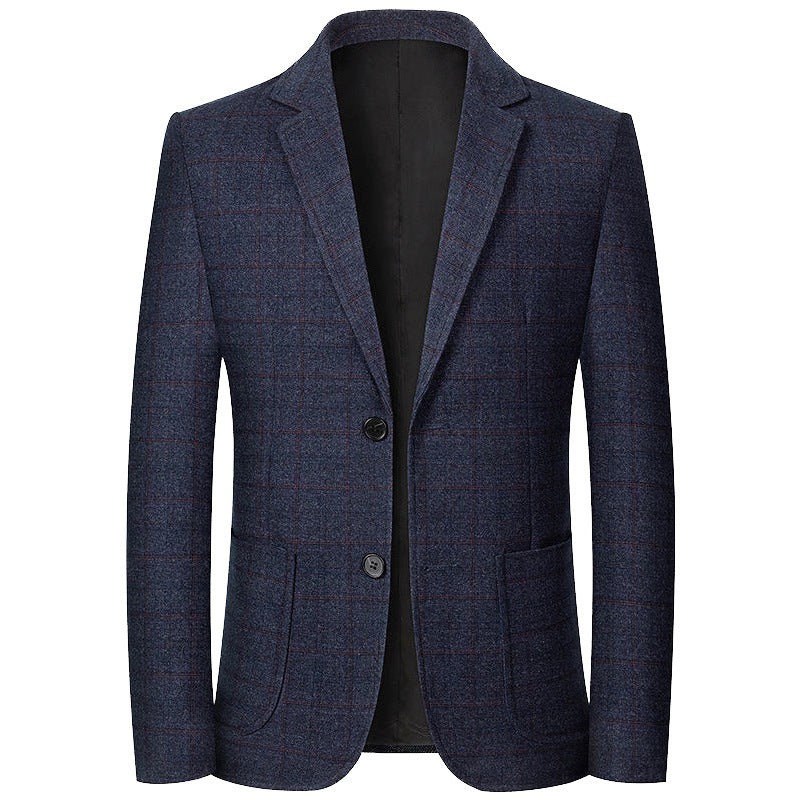 Herren Karierter halbstrukturierter Casual-Blazer aus Wollmix mit aufgesetzten Taschen Shop Nory