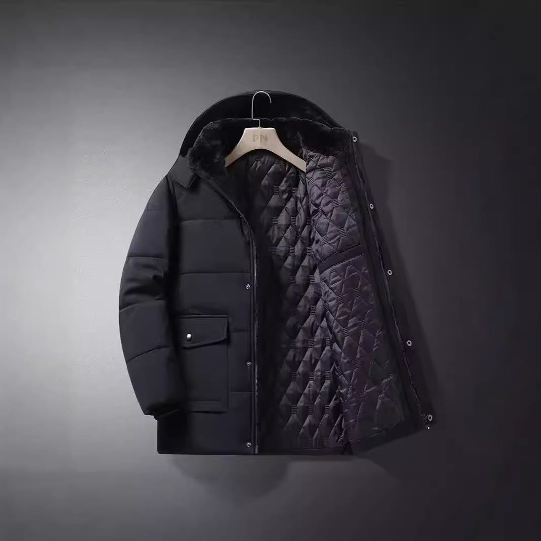 Herren Kurzparka mit gesteppter Thermofütterung, Kapuzenansatz und Multifunktionsklappentaschen Shop Nory