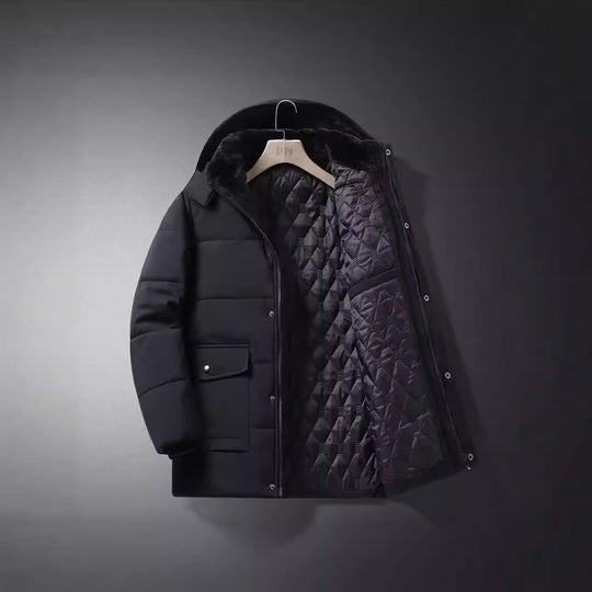 Herren Kurzparka mit gesteppter Thermofütterung, Kapuzenansatz und Multifunktionsklappentaschen Shop Nory