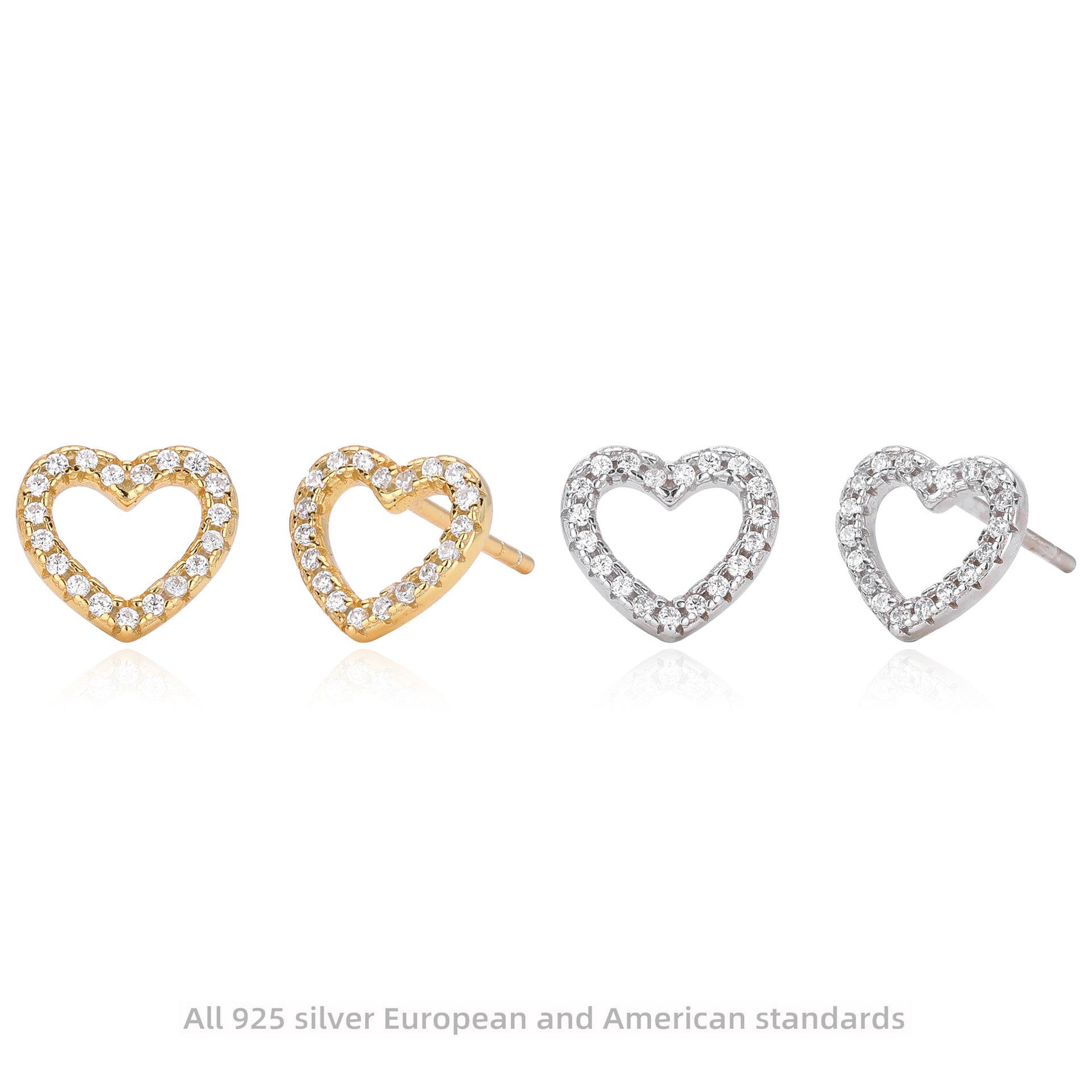 Damen Ohrstecker in Herzform mit luxuriösem Zirkonbesatz aus 925 Sterling Silber Shop Nory