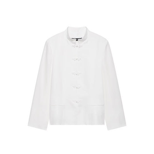 Damen Boxy-Kurzjacke mit Stehkragen, Zierknoten-Verschlüssen und Leistentaschen Shop Nory