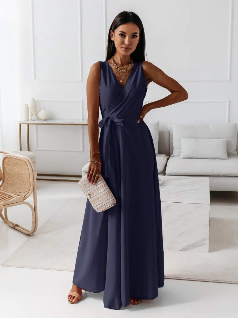 Damen elegantes Wickelkleid mit Taillengürtel
