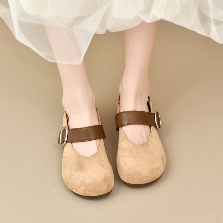 Damen bequeme Mary Jane Ballerinas mit dekorativem Riemen