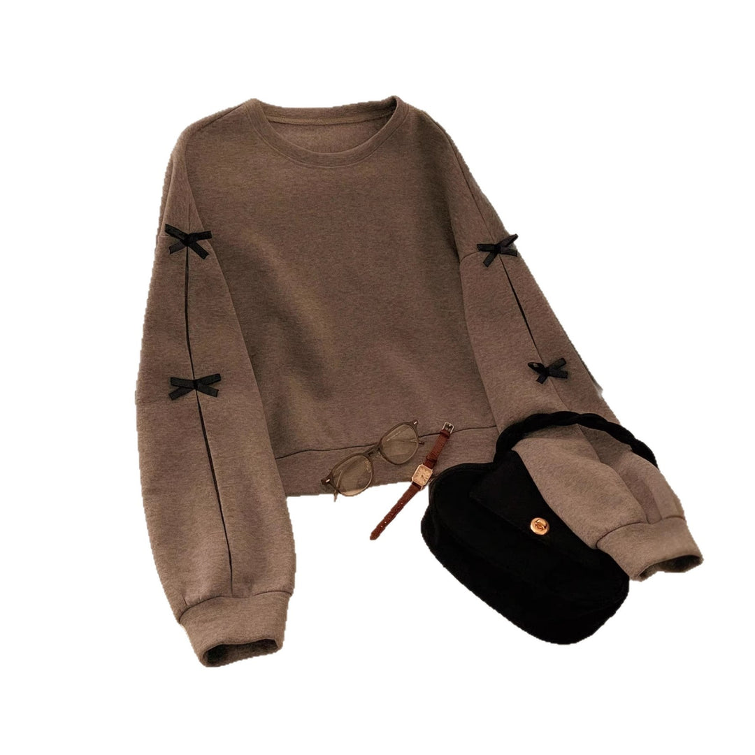 Damen Oversize‑Sweatshirt mit dekorativen Schleifenärmeln und Rundhalsausschnitt Shop Nory