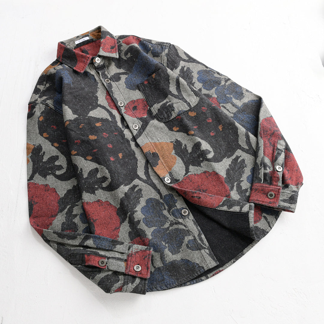 Herren Overshirt aus Flanell mit großfloraler Jacquard-Struktur Shop Nory