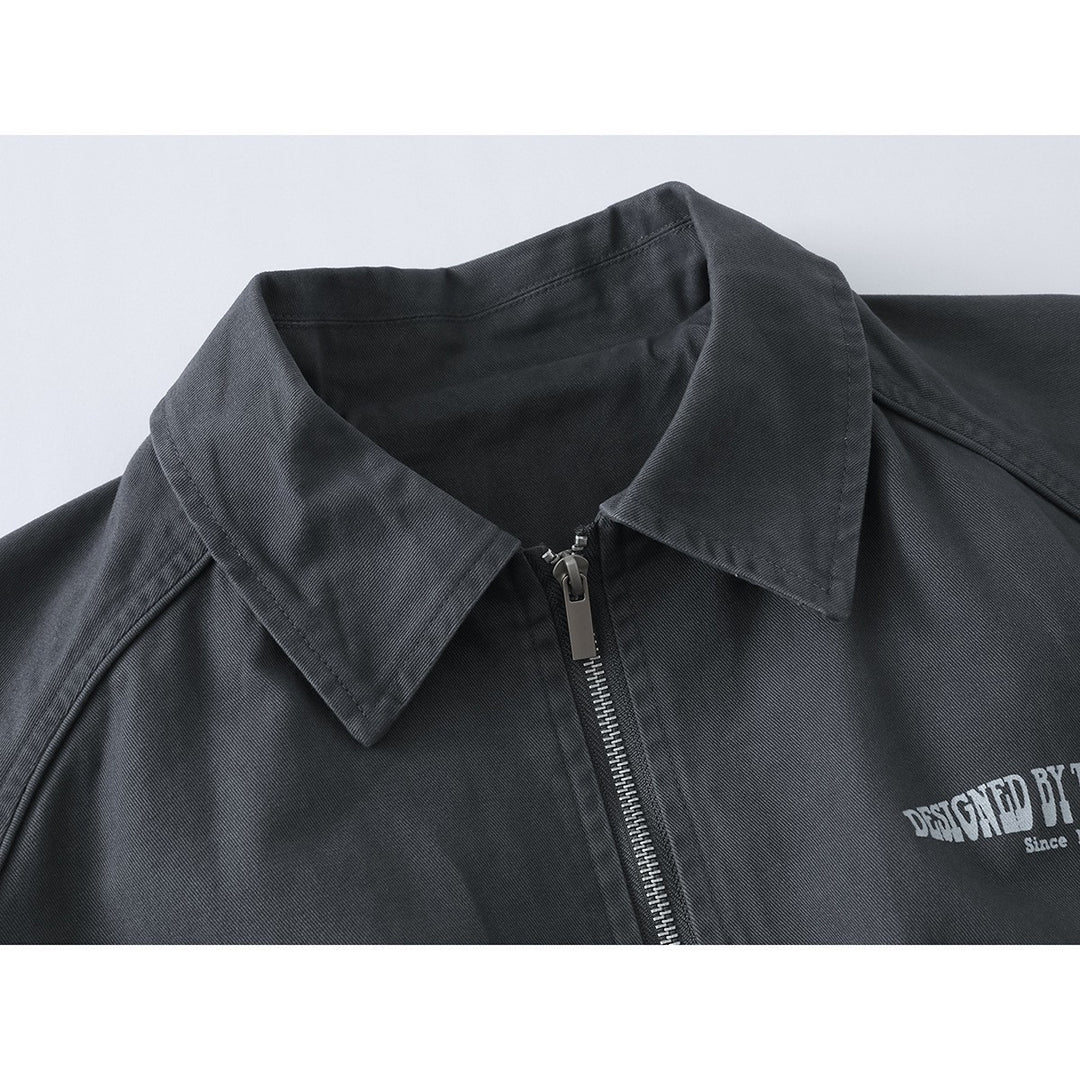 Unisex Boxy-Blousonjacke mit Hemdkragen, Zwei-Wege-Reißverschluss und elastischem Bund Shop Nory