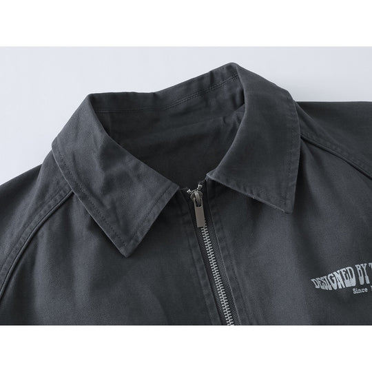Unisex Boxy-Blousonjacke mit Hemdkragen, Zwei-Wege-Reißverschluss und elastischem Bund Shop Nory