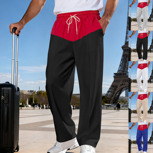 Herren Leichte Travel-Hose mit weitem Bein, kontrastierendem Tunnelzugbund und Bügelfalte Shop Nory
