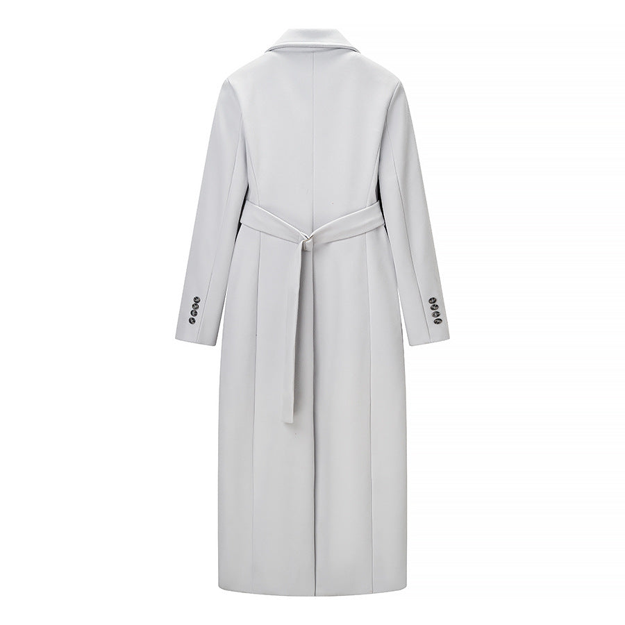 Damen Longline-Mantel aus Wollmix mit figurnaher Silhouette, Reverskragen und durchgehender Knopfleiste Shop Nory
