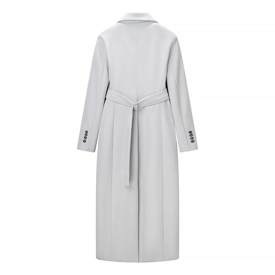 Damen Longline-Mantel aus Wollmix mit figurnaher Silhouette, Reverskragen und durchgehender Knopfleiste Shop Nory