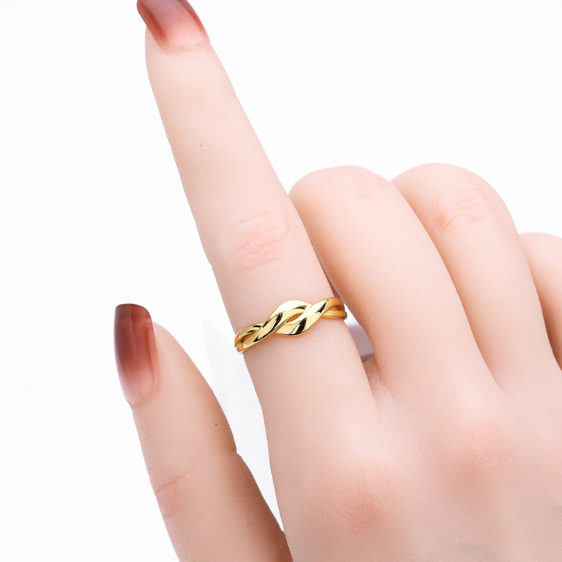 Damen Offener Ring mit elegantem gewundenem Design aus 925 Sterling Silber Shop Nory