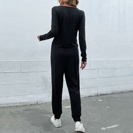 Damen Lässiger Zweiteiler mit Twist‑Top und Bundfalten‑Jogger Shop Nory