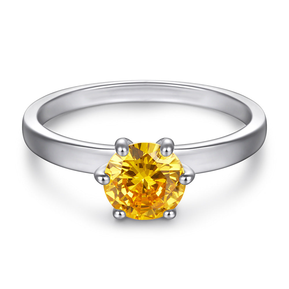 Damenring mit quadratischem Hauptstein und funkelnden Zirkonia-Details Shop Nory