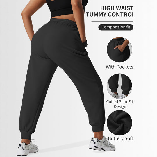Damen High-Waist Shaping-Jogpant aus Rippfleece mit Taschen Shopy Nory