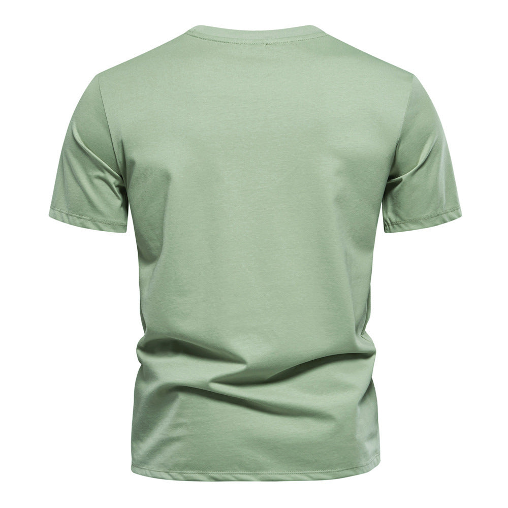 Herren nan Rundhalsshirt aus Baumwollmix mit geometrischer Laserperforation und geradem Schnitt