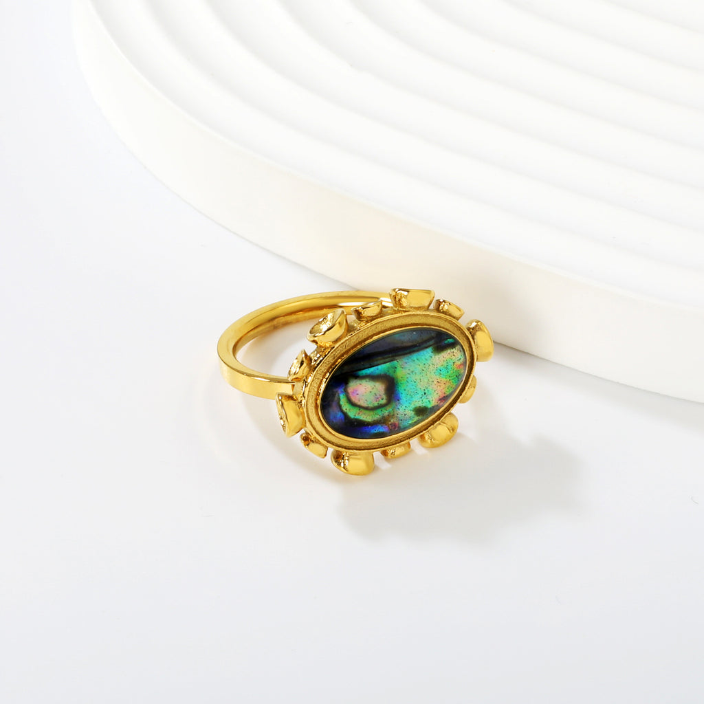 Damen Ring mit kunstvollem Muscheldesign und hochwertigem Innenstein Shop Nory