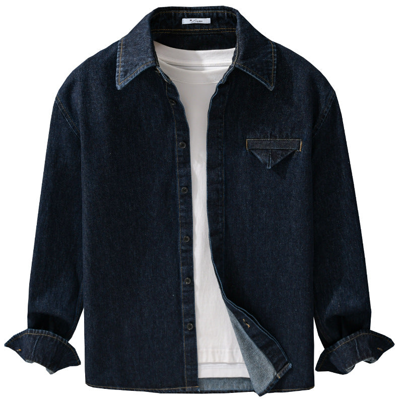 Herren Denim-Overshirt im Worker-Stil mit verdeckter Knopfleiste Shop Nory