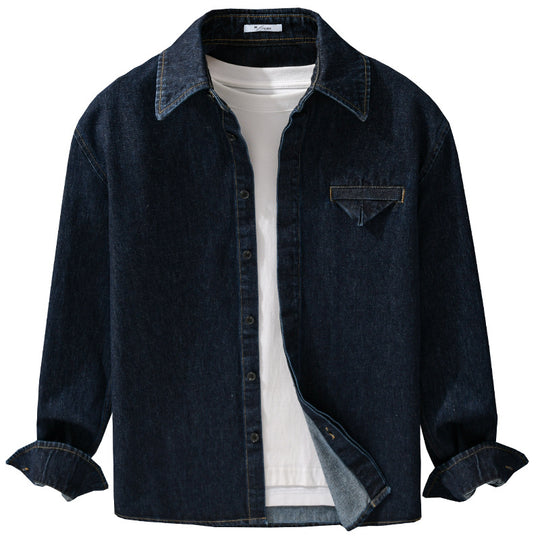 Herren Denim-Overshirt im Worker-Stil mit verdeckter Knopfleiste Shop Nory