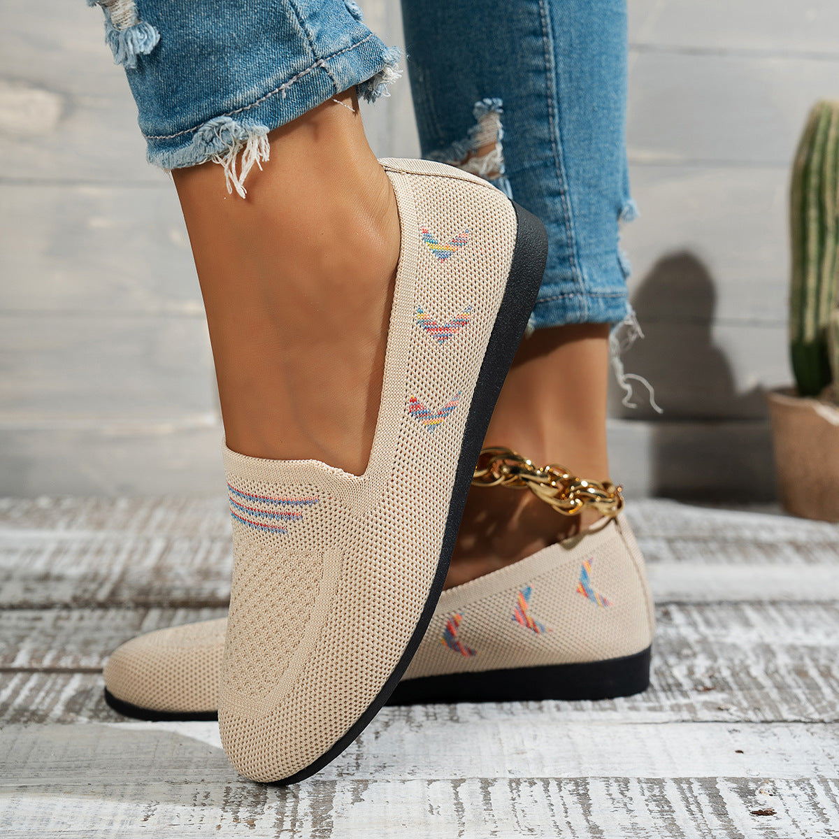 Damen Atmungsaktive Schuh mit elastischem Riemendesign