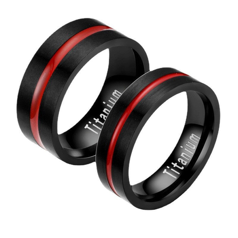 Herren Titanring mit eleganter roter Akzentlinie Shop Nory