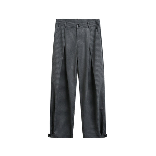 Damen Hochtaillierte weite Anzughose mit Bügelfalten, Nadelstreifen und verstellbarem Umschlag Shop Nory