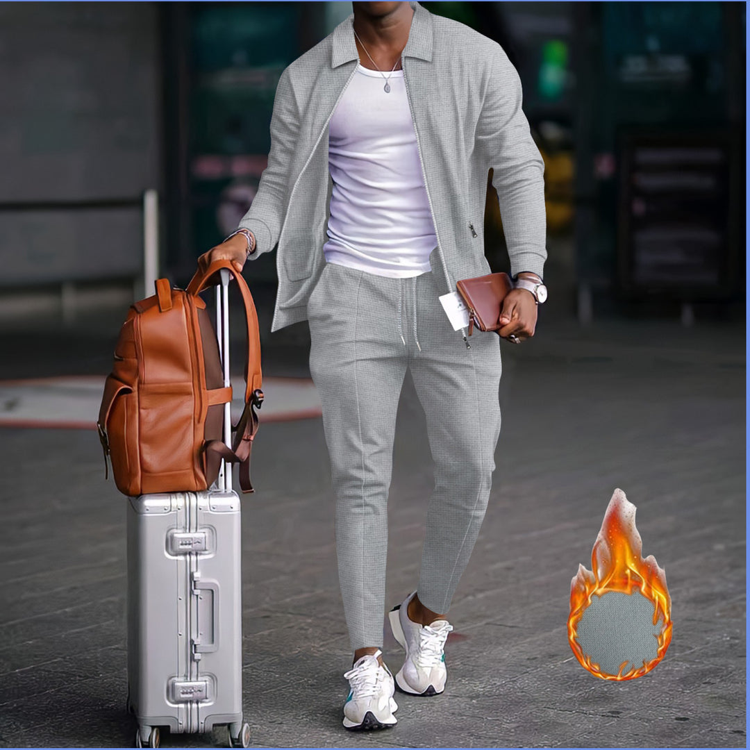 Herren nan zweiteiliges Reise-Loungewear-Set mit strukturierter Jacke, Reißverschluss und konischer Jogginghose Shop Nory