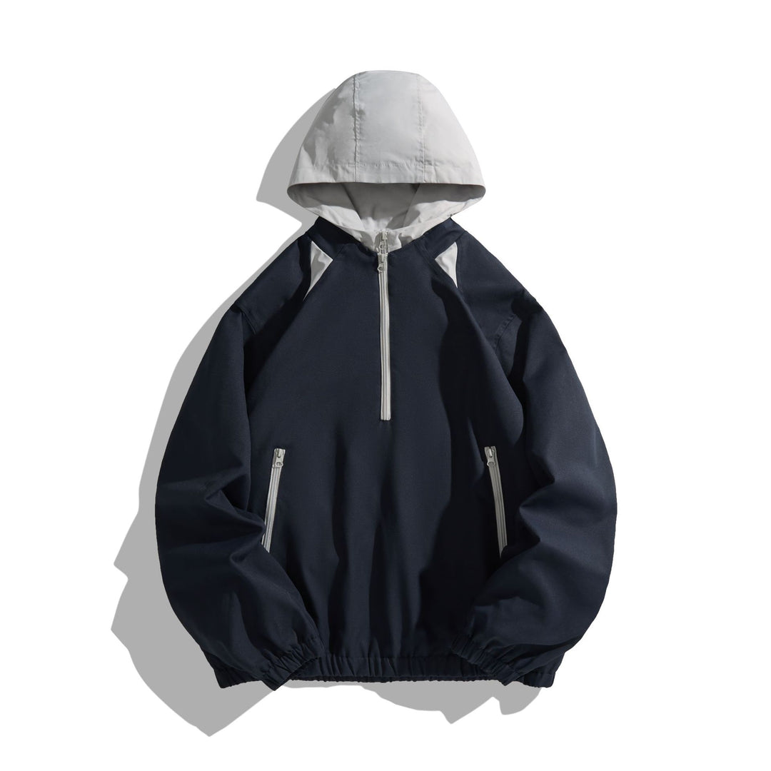 Unisex Leichter Anorak mit Kontrastkapuze und halbem Reißverschluss Shop Nory