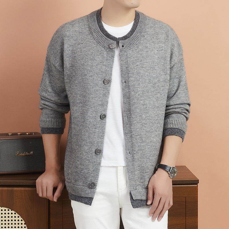 Damen Kurze Strickjacke mit Kontrastkragen und Knopfleiste Shop Nory