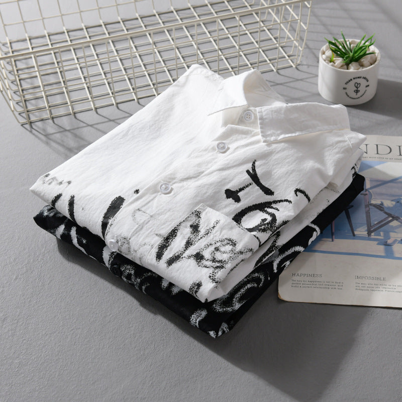 Herren Lässiges Overshirt mit grafischem Scribble-Print und Brusttasche Shop Nory