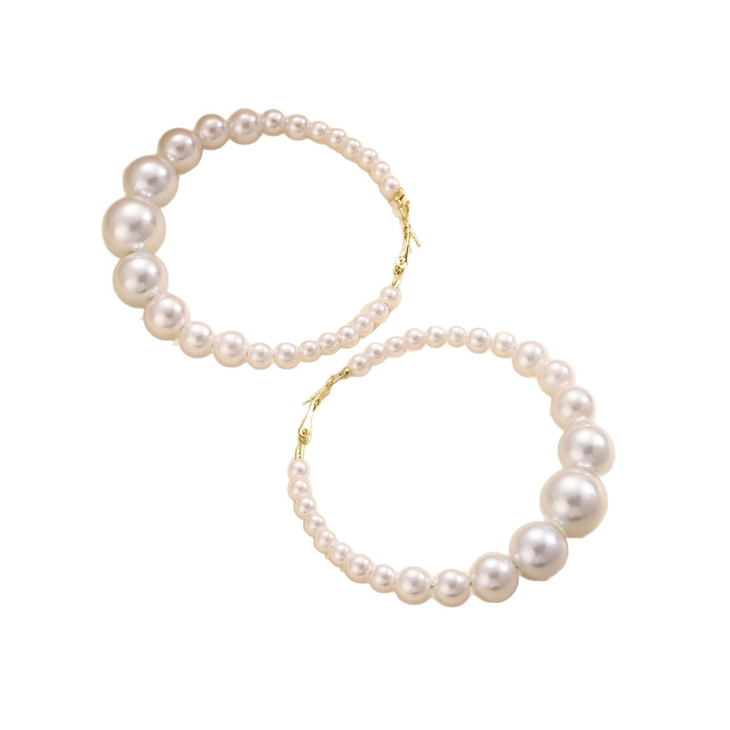Damen Creolen-Ohrringe mit eleganten Perlen und stilvollem Golddetail Shop Nory