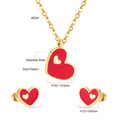 Damen Schmuckset mit rotem Herzanhänger und passenden Ohrsteckern Shop Nory