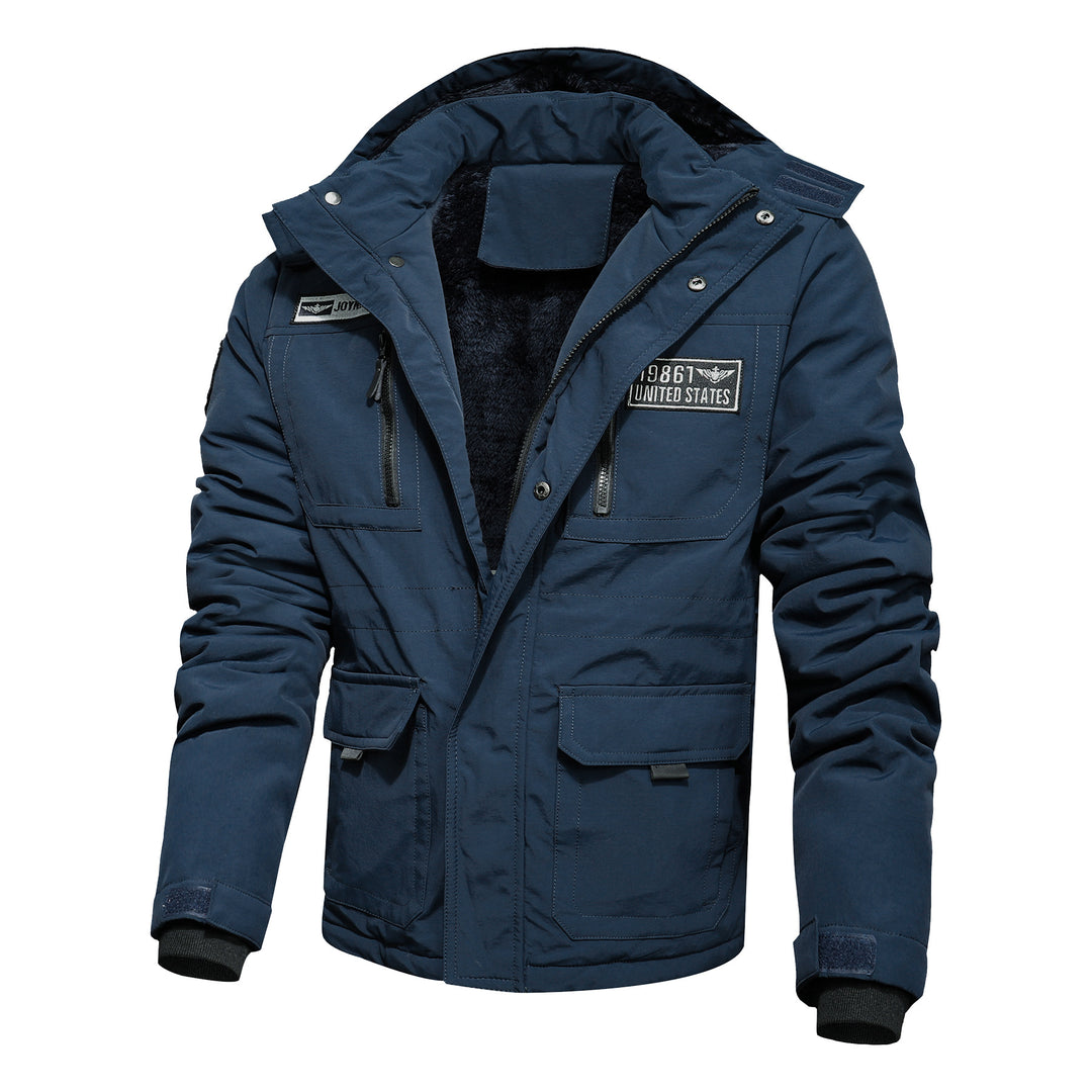 Herren wasserabweisender Utility-Parka mit Teddyfutter, Kapuze und Multifunktionstaschen Shop Nory