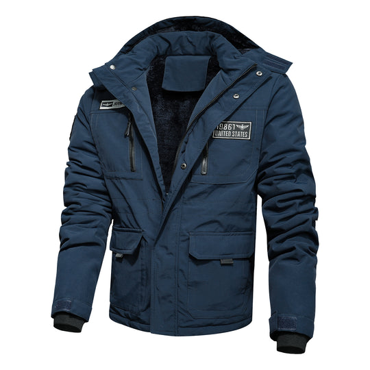Herren wasserabweisender Utility-Parka mit Teddyfutter, Kapuze und Multifunktionstaschen Shop Nory