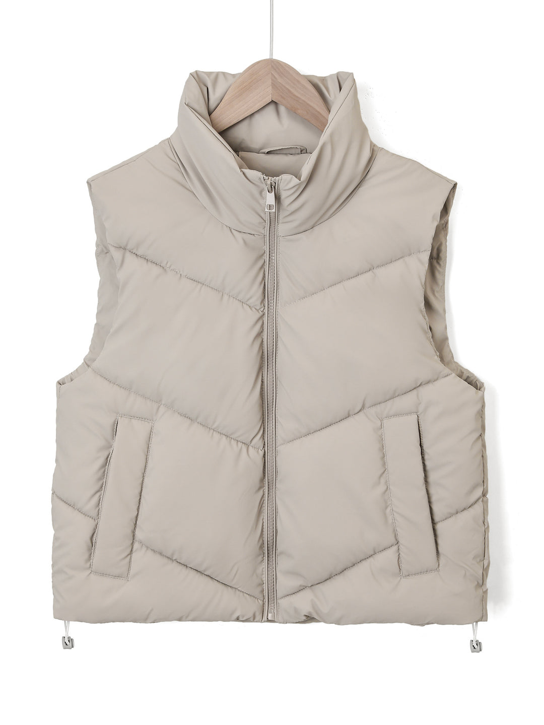Damen Ärmellose gesteppte Thermoweste mit hohem Standkragen und Kordelzug Shop Nory