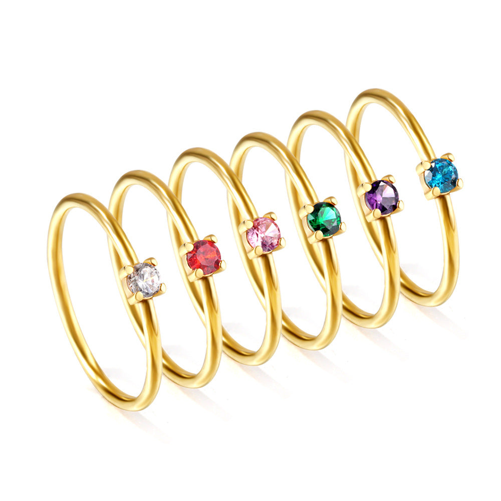 Damen Ring mit funkelndem blauen Zirkonia aus hochwertigem Edelstahl und goldplattierter Oberfläche Shop Nory