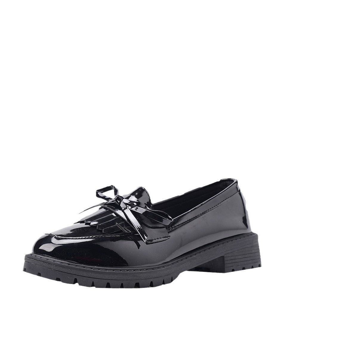 Damen Klassische Loafers mit elegantem Lackfinish und modischem Schleifen-Detail