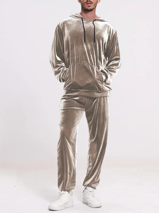 Herren nan Velours-Freizeitanzug mit Kapuzenpullover und lässiger Jogginghose Shop Nory