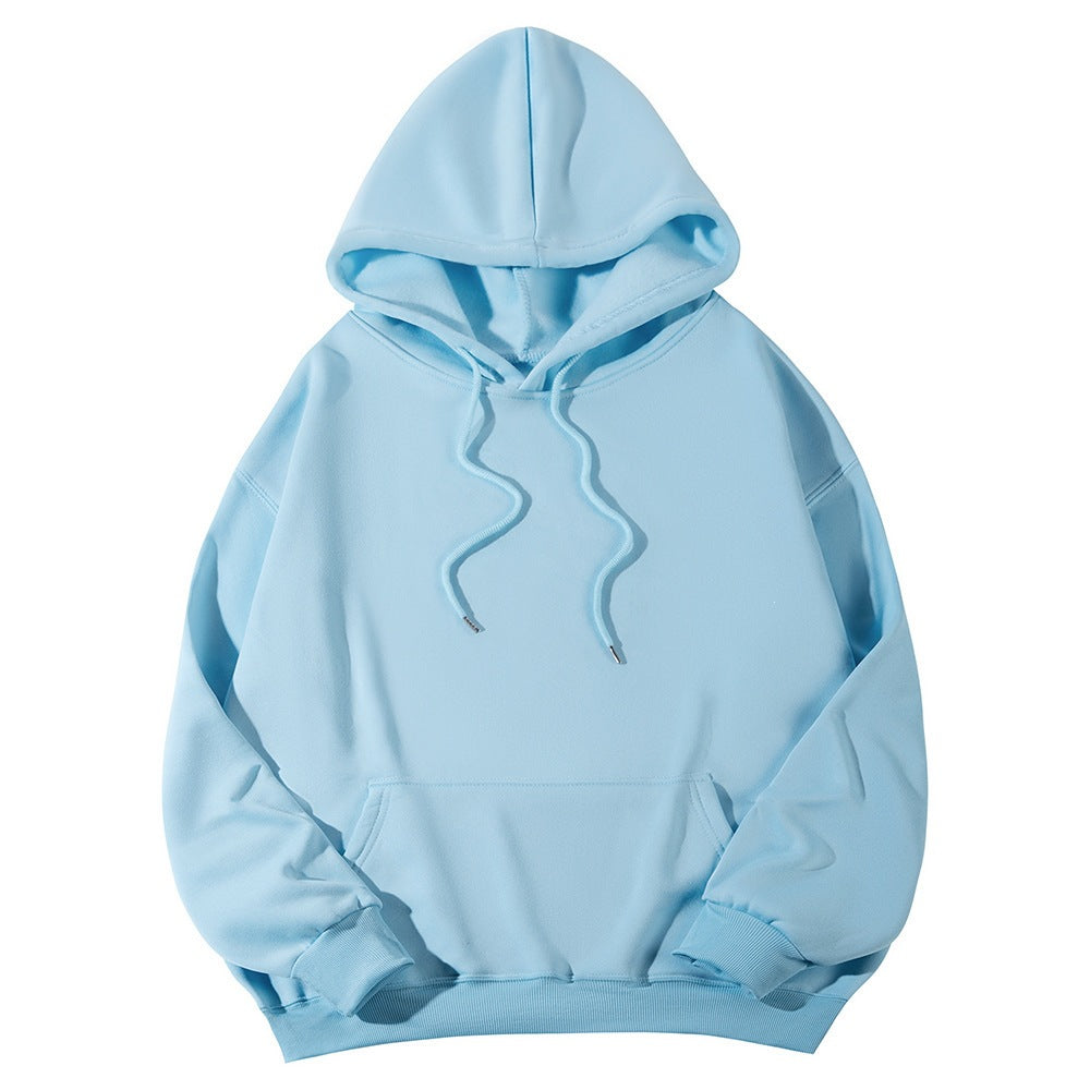 Unisex minimalistischer Kapuzenpullover mit verlängertem Rücken und Kängurutasche Shop Nory