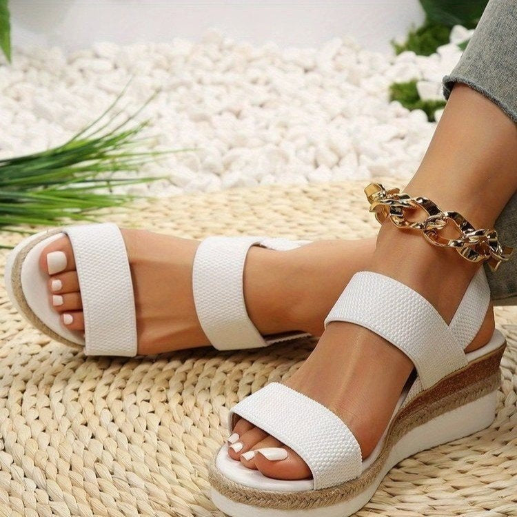 Damen Wedge-Sandalen mit elastischen Riemen und rutschfester Sohle